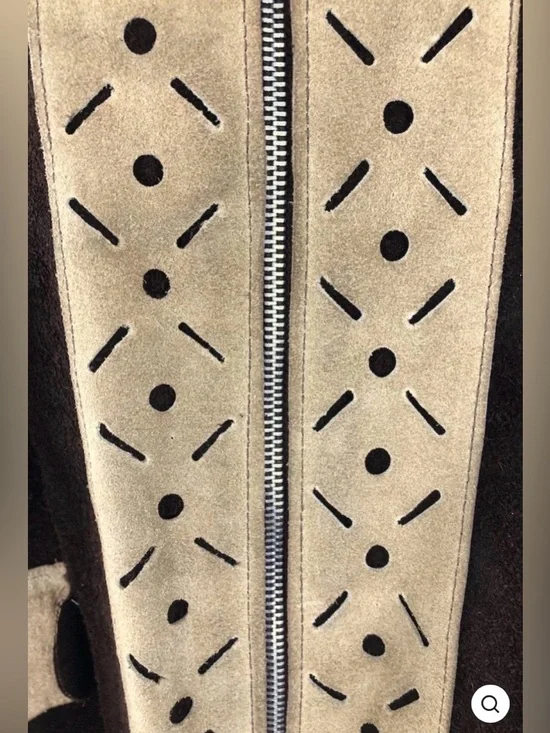 Vintage Leather Cape Poncho Hippie Jacket Size OS Tan Brown Zipper Front Western - Picture 12 of 13